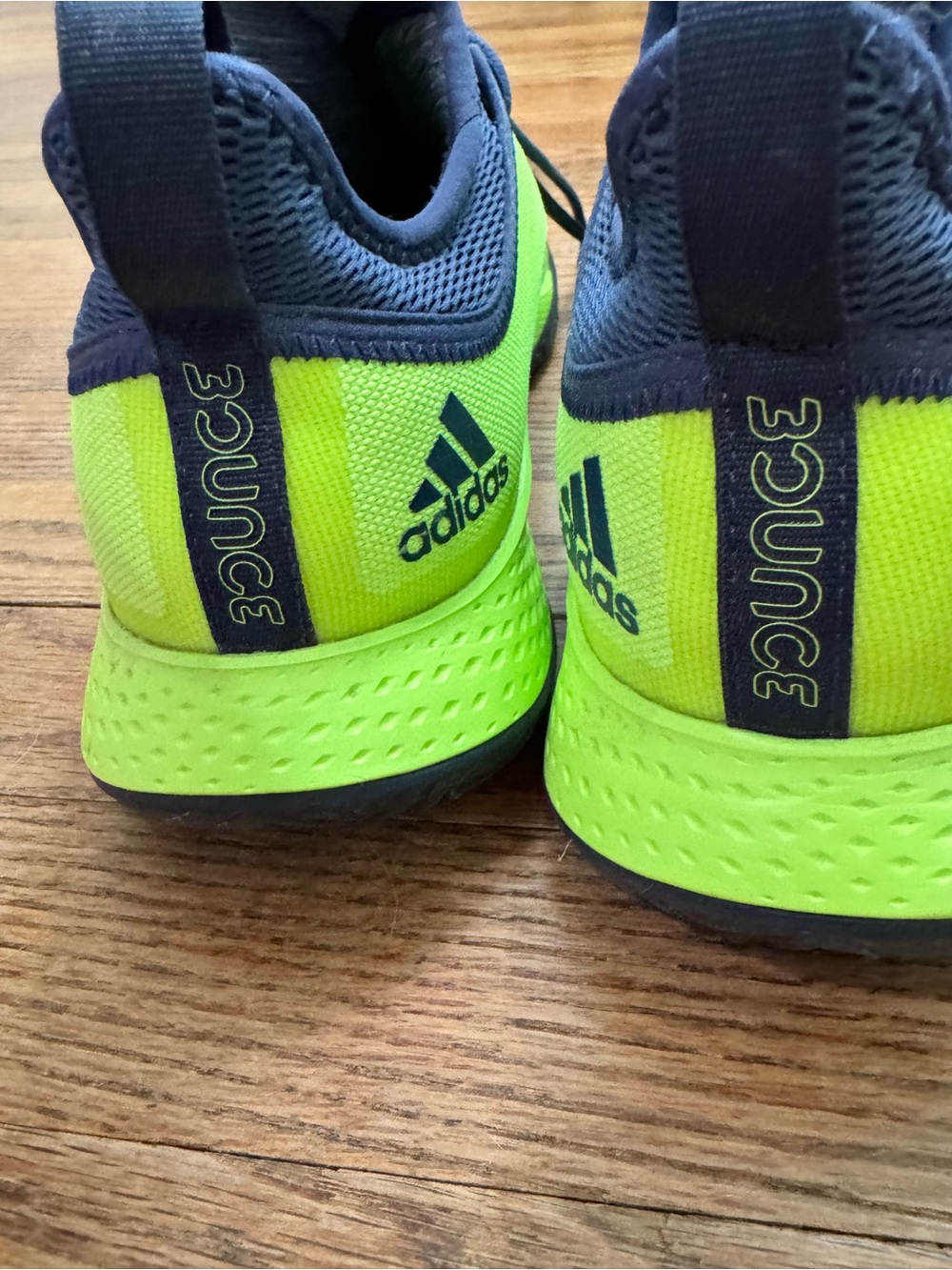 adidas Bright Green Athletic Tennis Shoes with Blue Stripes - Picture 6 of 7